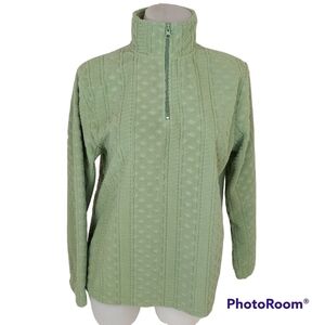 TRADITION Vintage moss green 1/4 zip textured fleece pullover sweater fit M